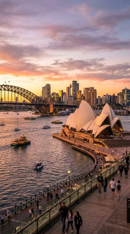 Sydney Harbour Bridge ao entardecer